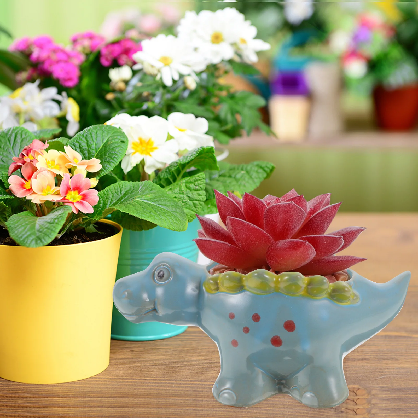 

1Pcs Dinosaur Succulent Flower Pot Creative Animal Shaped Ceramic Plant Container for Living Room Balcony Garden Office Decor