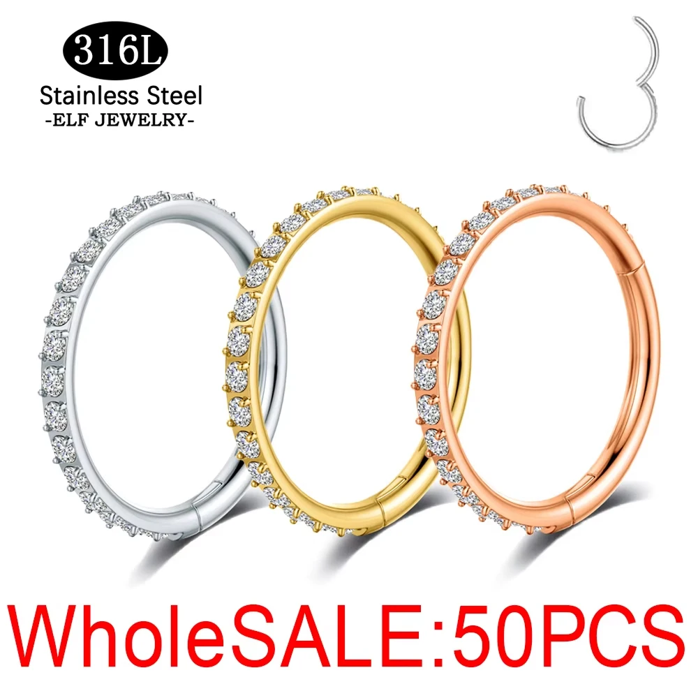 50PCS WholeSALE Stainless Steel Nose Ring Ear Tragus Cartilage Earring  Daith Lip Nose Body Piercing Jewelry Fashion New