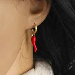 Creativity Red Enamel Chili  Pendant  Drop Earrings for Women Individuality Special Chic Jewellery Brincos Accessories