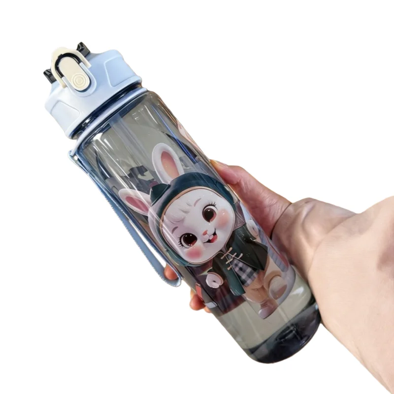 زجاجة مياه محمولة لطيفة سعة 750 مل مع مقبض، ألوان متعددة متاحة للتخييم في الهواء الطلق في صالة الألعاب الرياضية، مقاومة للتسرب، مثالية للهدايا