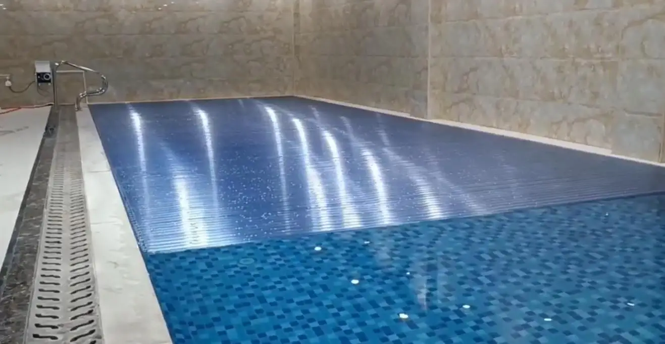 For Kids Safety Transparent Blue PC Blades With Reel Pool Cover