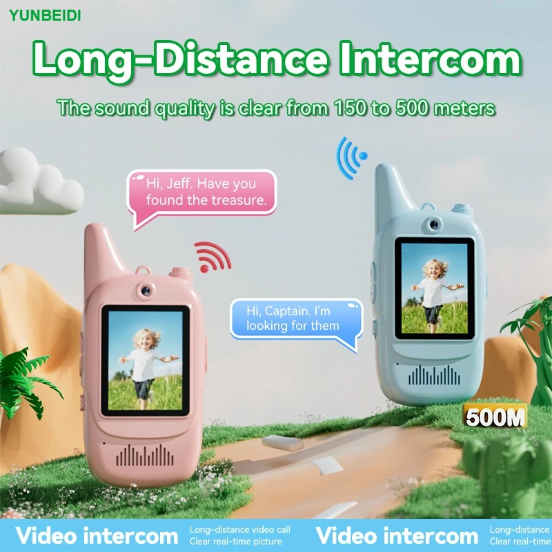 2 قطعة الاتصال الداخلي عبر الفيديو للأطفال USB شحن داخلي وخارجي عالي الوضوح الاتصال الداخلي لعب الأطفال هدايا عيد الميلاد للأعمار 3-12