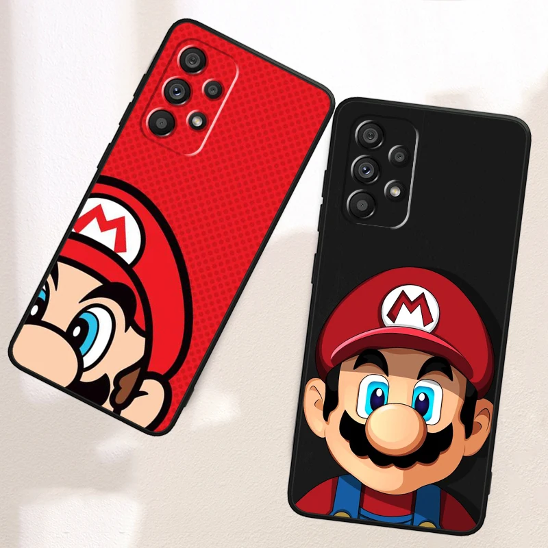 Super Mario Cartoon Cute For Samsung A53 A52 A33 A32 A51 A71 A21S A13 A73 A50 A22 A23 A03 A72 A54 A12 5G Black Phone Case