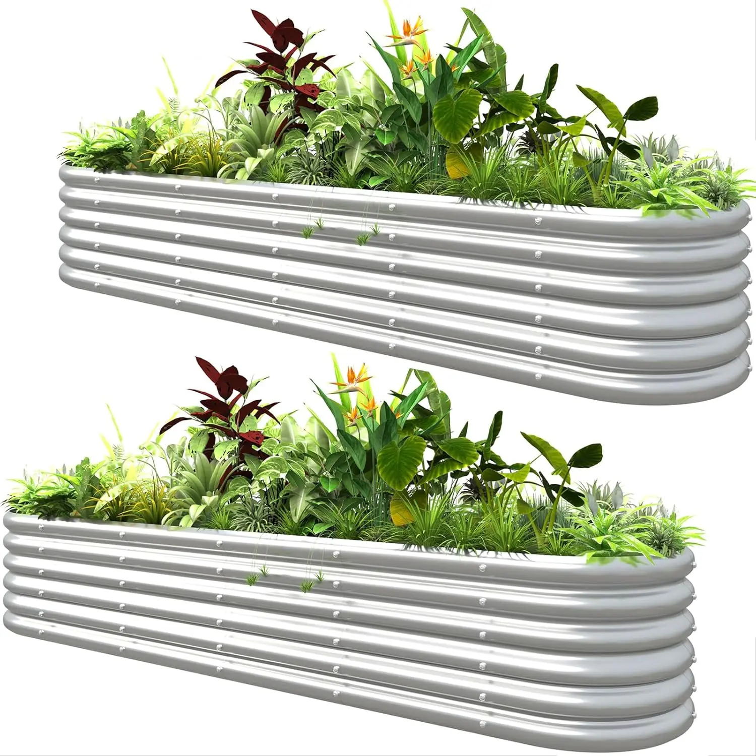 

Raised Garden Bed 8ft X 2ft X 1.4ft, 12 in 1 Metal Modular Raised Garden Planter Box for Outdoor Growing Flowers