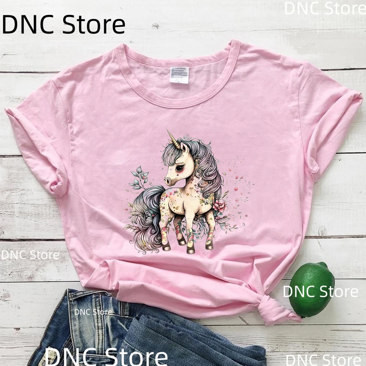 New Women's t-shirt Funny Unicorn Girl Cartoon Print t-shirt femme Fashion 00s tshirt Harajuku Y2K tshirt Tops Wholesale