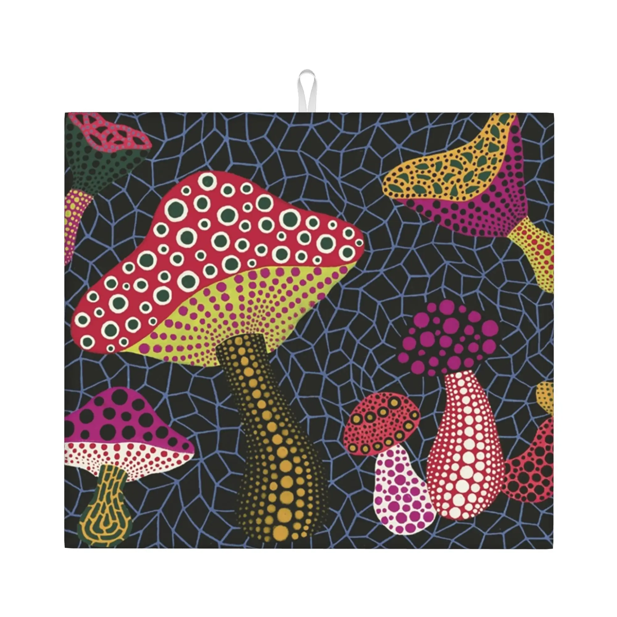 Drying Mat For Kitchen Yayoi Kusama Water Absorbent Waterproof Reusable Abstract Pop Art On Slip Kitchen Counter Protector Mat