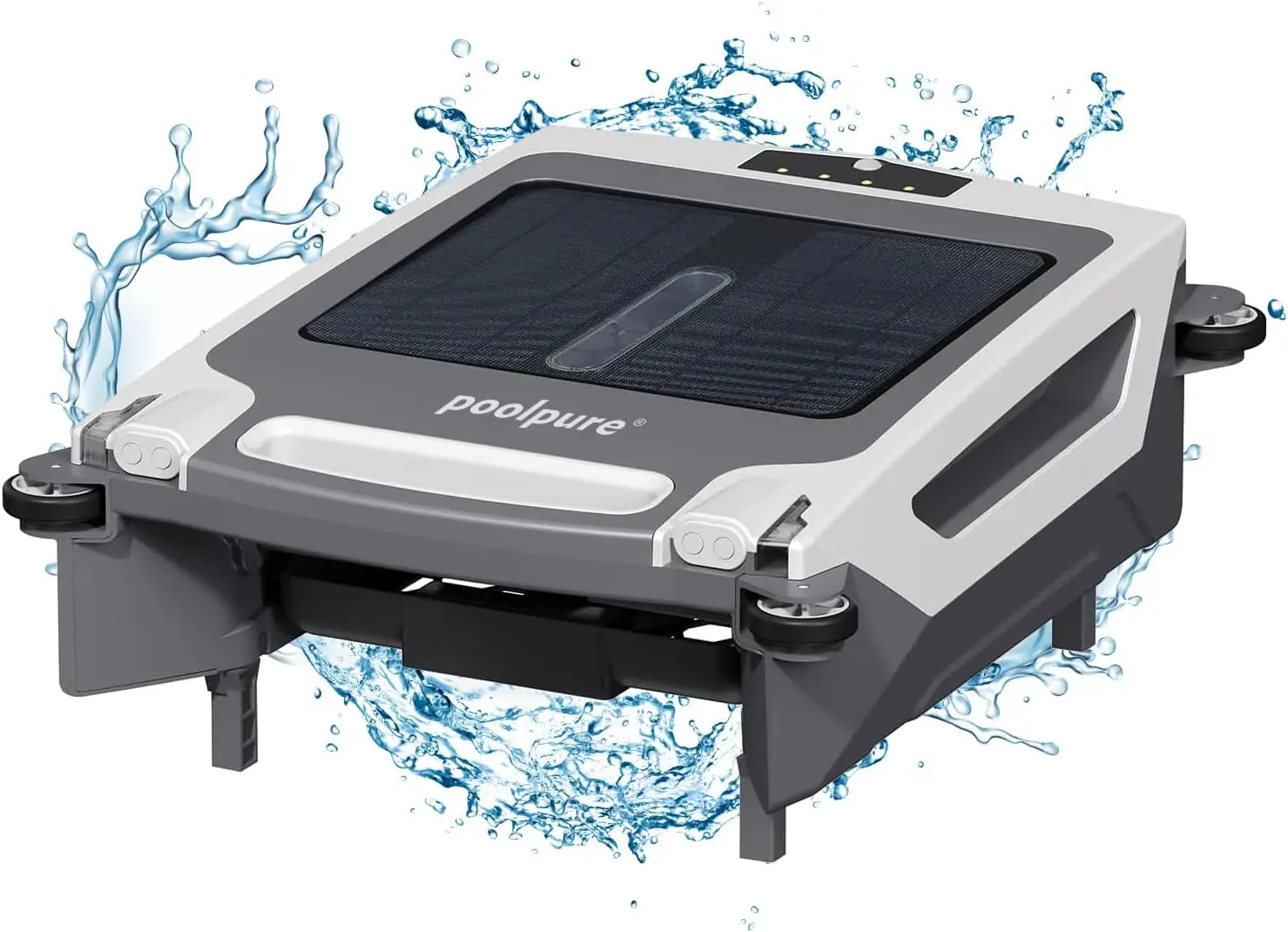 Pool Skimmer Robot with Solar Panel Automatically Design, Pool Surface Skimmer Robotic, Twin Motors Automatic Pool Skimmer (Skim