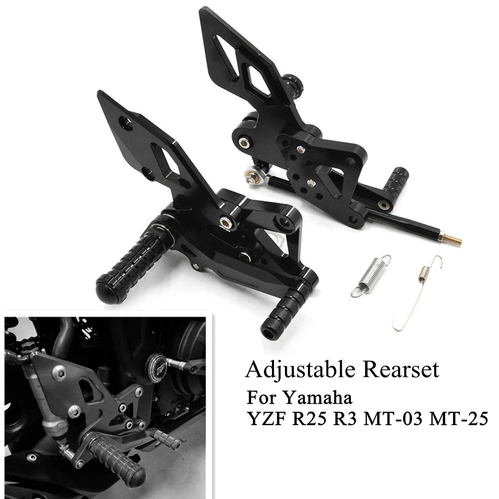 

For Yamaha YZF R25 R3 CNC Adjustable Rear Set Rearsets Footrest YZF MT-03 MT03 R3 2014 2015 2016 2017 2018 2019 2020 MT-25 MT25