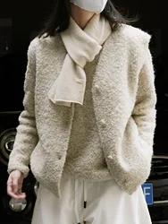 Winter Women's Casual Solid V-Neck Wool Knitted Vest Coat