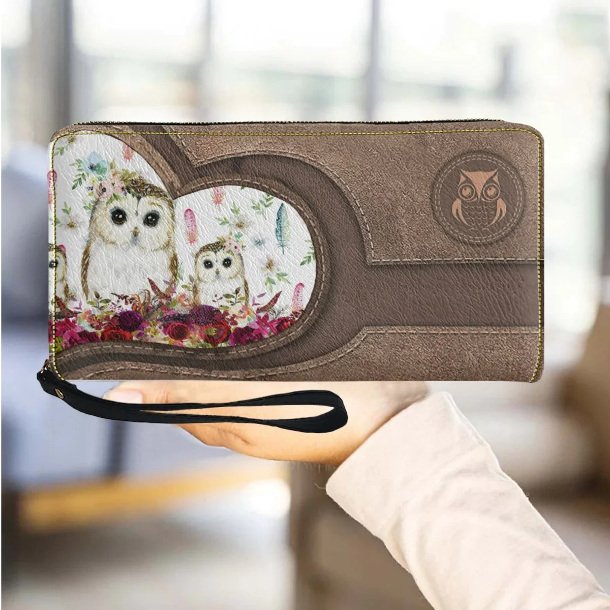 

Personalized Women's Wallet Cute Animal Owl Luxury Female Purse Gift for Owls Lovers Wrist Strap Money Pouch Woman Handbag 2023