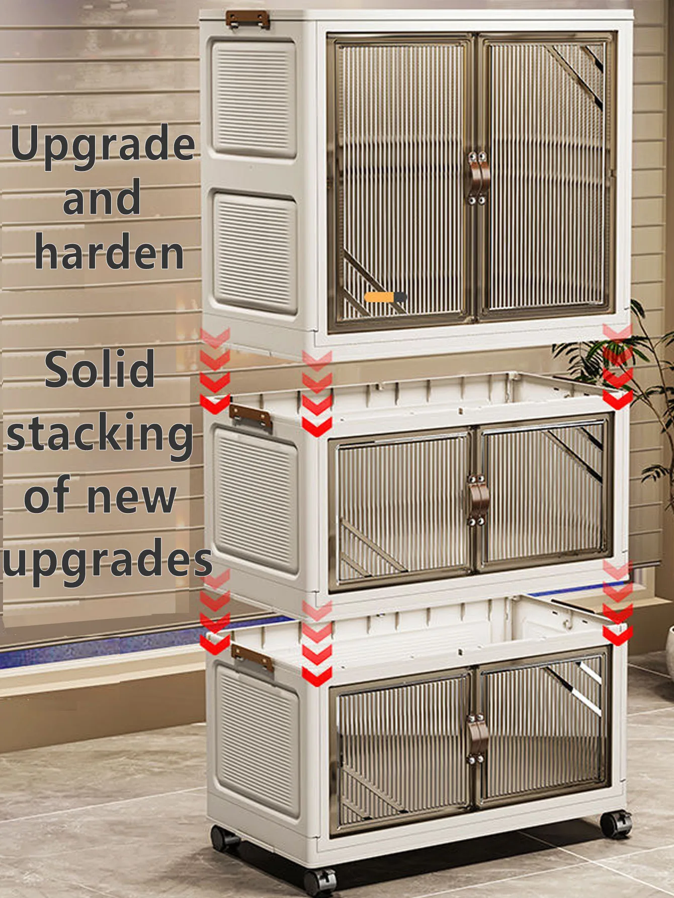 Double Door Foldable Storage Cabinet Mobile Home Living Furniture Durable Large Capacity Renting Essentials