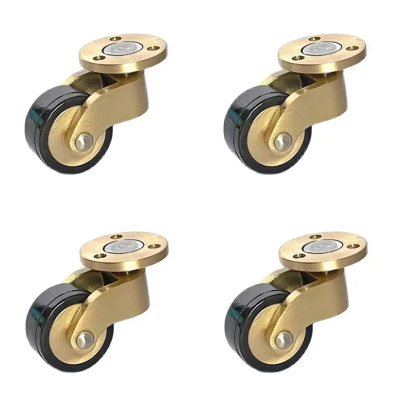 

NEW 4PCS 1Inch Brass Furniture Casters Universal Swivel Plate Runners Rollers Table Chair Sofa Feet Wheels Rubber Silent Pulleys