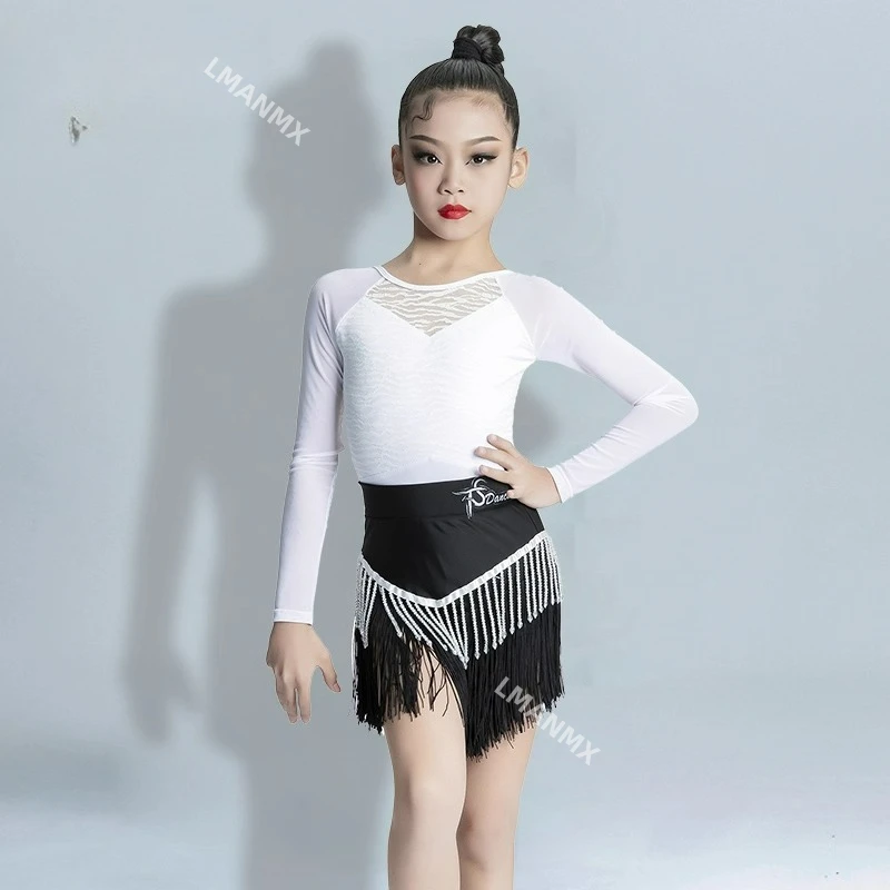 

Костюм для латинских танцев, летний тренировочный костюм для девочек, костюм для профессиональных соревнований, детский танцевальный костюм