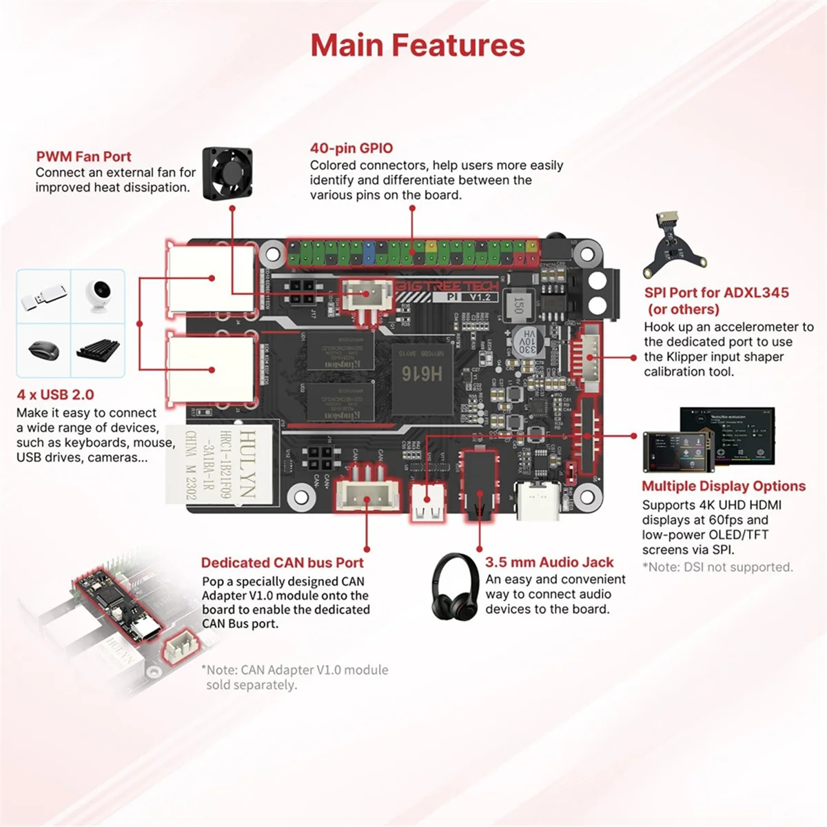 A14M  SKR Mini E3 V3.0 32 Bit Control Board with TMC2209 + PI V1.2 Control Board Upgrade Running Klipper for 3