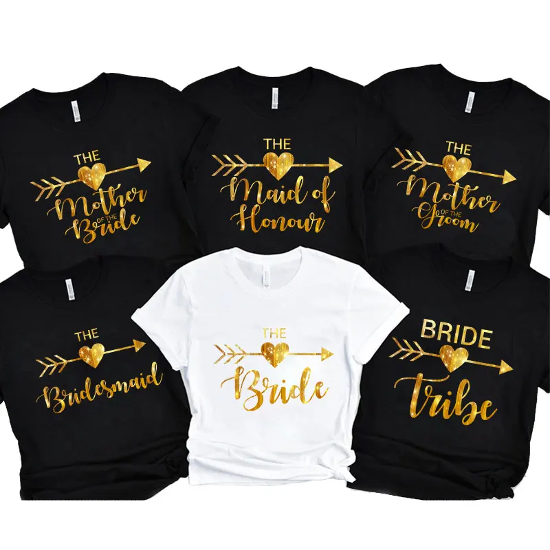 Team Bride Tribe T-Shirt Bachelorette Hen Party Evjf Tops Women Single Farewell Short Sleeved Tees Bridal Shower Wedding Blouses