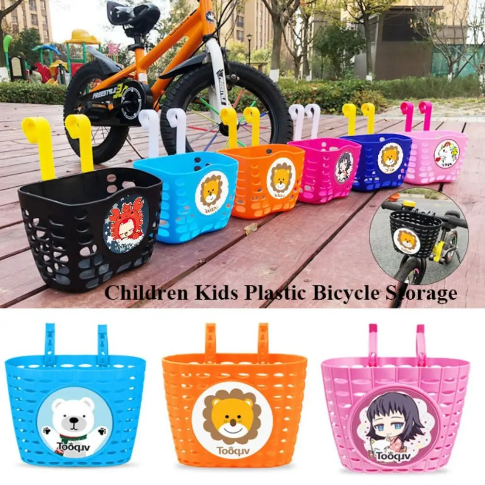AliExpress NONE New Multicolors Children Kids Basket Plastic Cartoon Patten Scooter Handlebar Basket Rear Cycling Accessories Bike Accessories