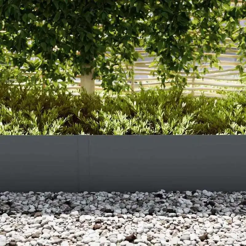 Bande de séparation décorative pour aménagement paysager, lot de 10 panneaux en acier anthracite, aspect moderne et durable, conception de raccordement flexible, installation facile par insertion au sol, pour la division des allées de cour, l'aménagement des bacs à plantes, ornement de jardin extérieur