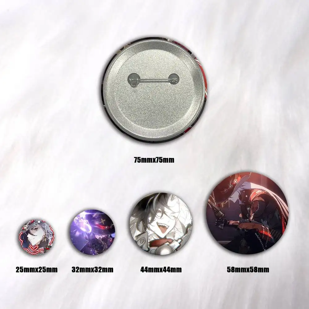 A-Boothill Honkai Star Rail Round Snap-in Brooches Rock Band Lapel Pins Badges Fan Collection Accessories Jewelry Handmade Gifts
