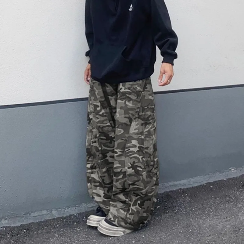 

OR FL Retro Reverse Waist Thickened 100 Cotton Women Camouflage Cargo Trousers Curved Knife Design Sense Slacks Camouflage Pants