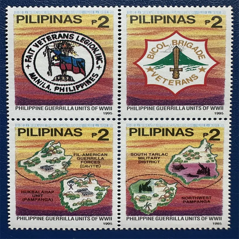 4 unids/set nuevo sello postal de Filipinas 1995 sellos postales de las Fuerzas de Guerrilla Filipinas MNH