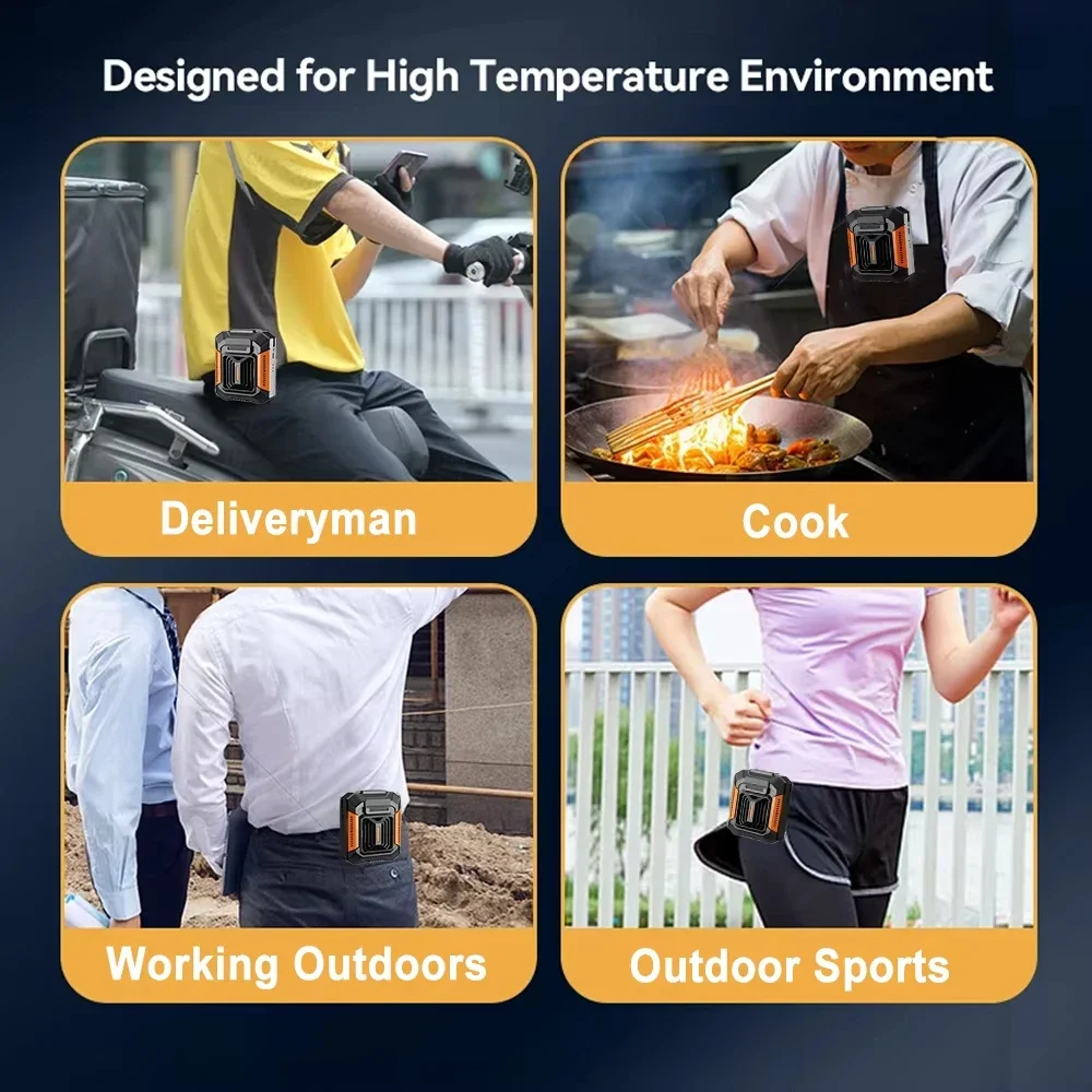 Personal Belt Clip Fan Portable Power Bank Flashlight Wearable Personal Fan Hanging Neck Fan for Outdoor Works Hiking Camping