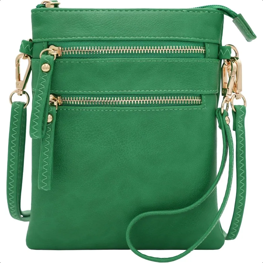 

Solene Small Crossbody Bag for Women Multi Zip Pockets with Detachable Wristlet Lightweight Travel Purse Cell Phone Pouch
