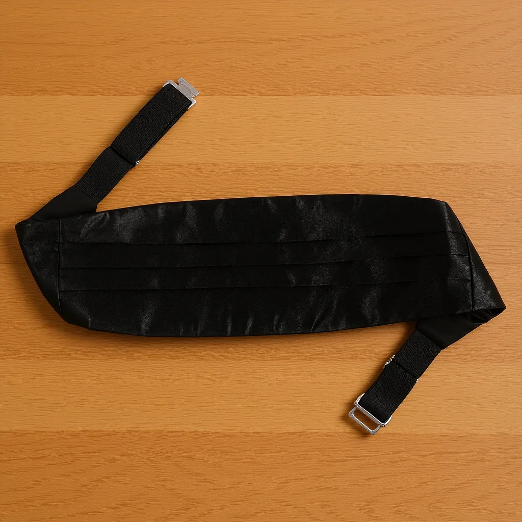 

Satin Adjustable Cummerbund Set Black Bow Tie Pocket Square Formal Belt for Wedding Party Men Tuxedo Satin Cummerbund