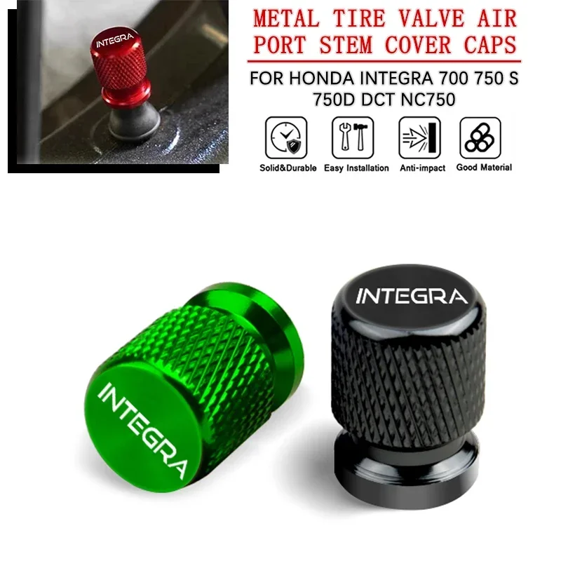 Válvula de neumático de Metal para motocicleta, tapas de cubierta de vástago de puerto de aire, 2 piezas, para Honda Integra 700, 750 S, 750D, DCT, NC750, NC750D