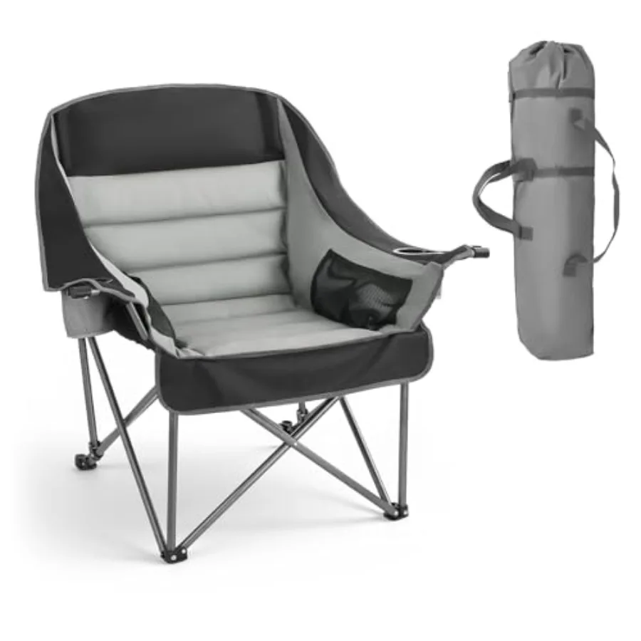 

Oversized Camping Chairs, 450 lbs Heavy Duty Support, Portable Padded Folding Camp Chairs with Dual Cup Holders and Wine Glass