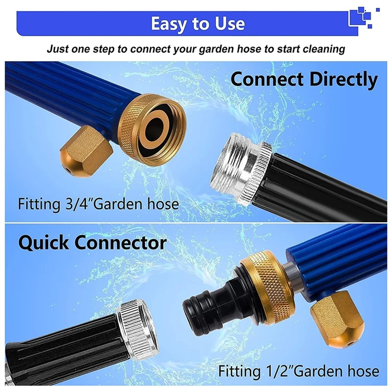 

Hydro Jet Washer High Pressure Power Washer Wand Water Hose With 2 Hose Nozzle Auto Watering Sprayer-AA70