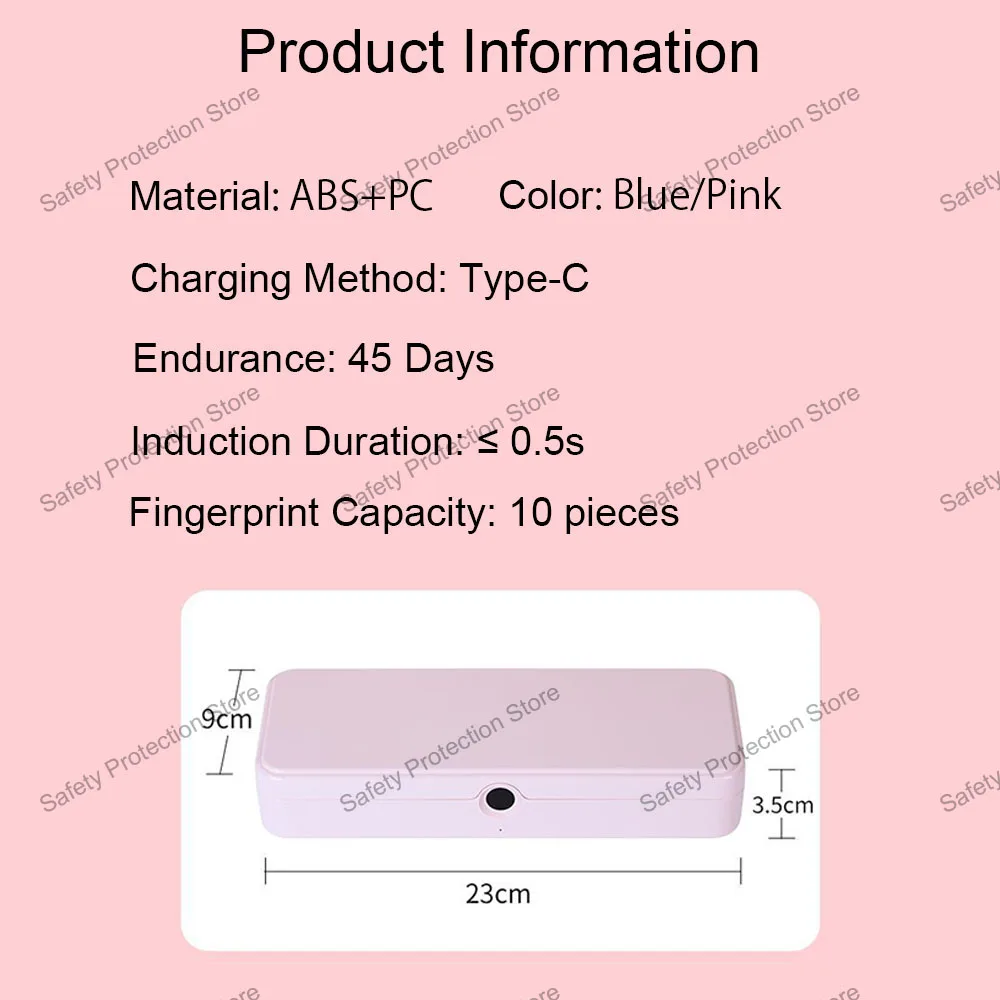Fingerprint Storage Box Student Pen Case Fingerprint Safe Box Household Secret Hidden Safe Stationery Privacy Protection Box