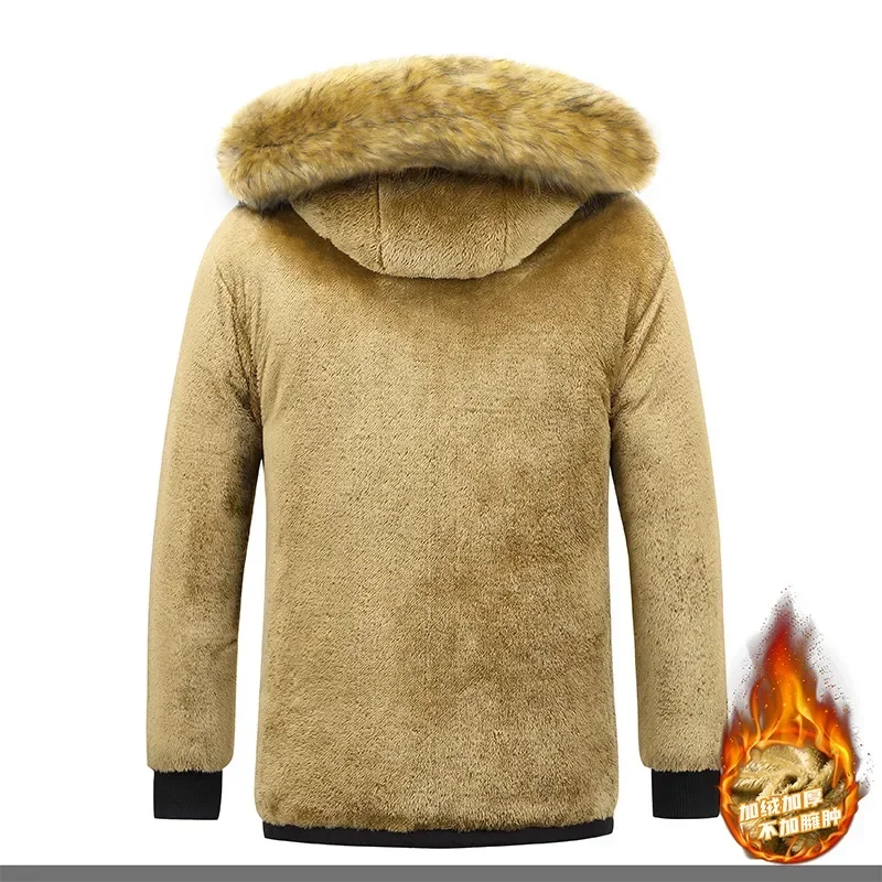 Men's Thick Warm Cotton Jacket, Plush and Thickened Coat, European  American, Cold Resistant, Winter men clothing