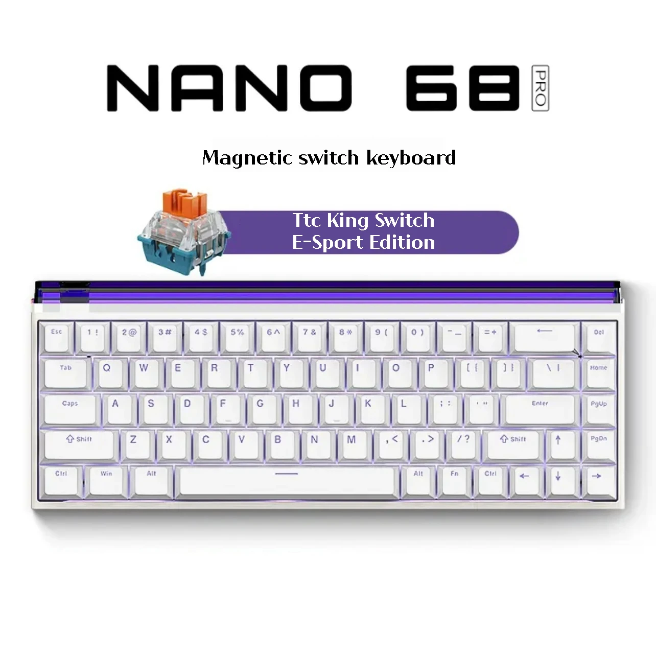 Madlions Nano68 Customized Magnetic Switch Gaming Keyboard TTC TOP E-Sport 8K 32K Scaning Rate RGB Keyboard laptop SOCD Gifts