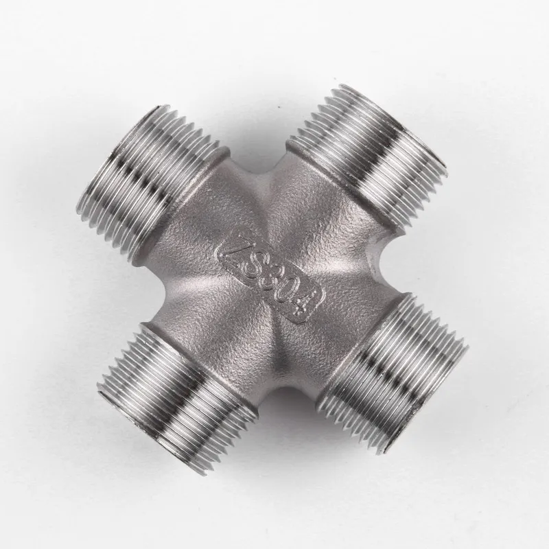 304 Stainless Steel Male Threaded 4 Way Cross Fitting 1/2