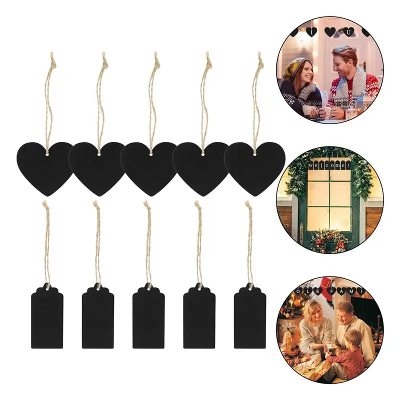 100Pcs Wooden Hanging Blackboards DIY Double Sided Blackboard Pendants Mini Chalkboard Tags For Christmas Wedding Diy Sign Board