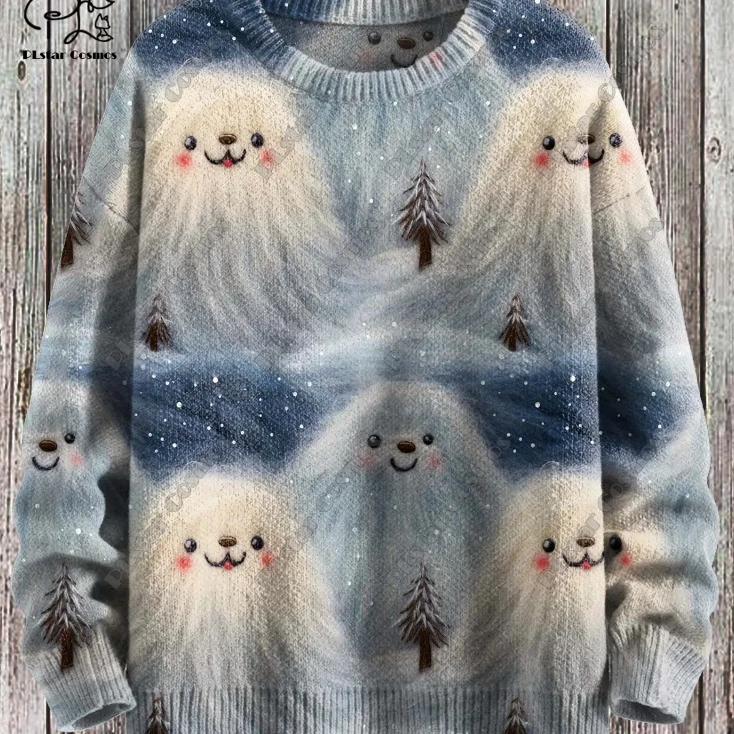 2024 3D printed Christmas series floral cute ghost skull print pattern ugly sweater casual winter warm sweater new style unisex