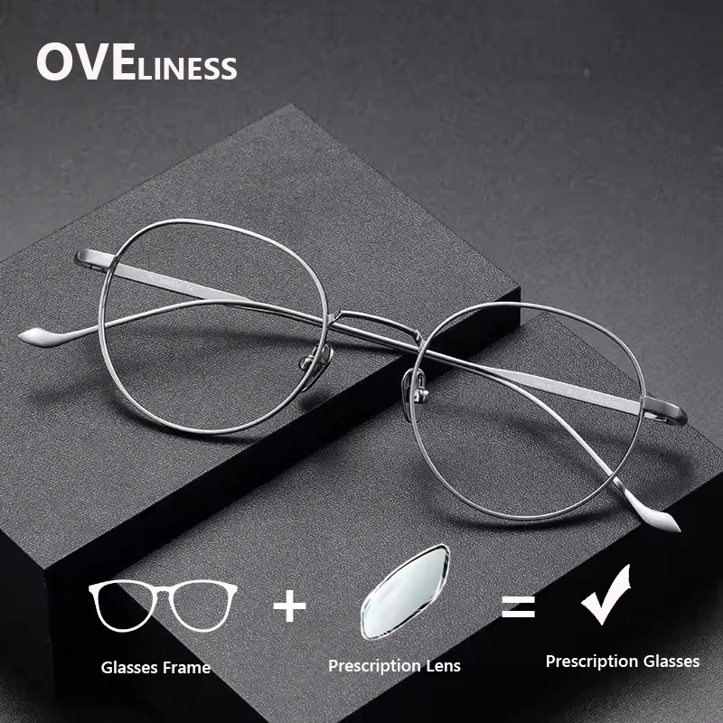 

Оправа для оптических очков из чистого титана, мужские ретро винтажные круглые оправы для очков для близорукости по рецепту, женские и мужские очки, очки