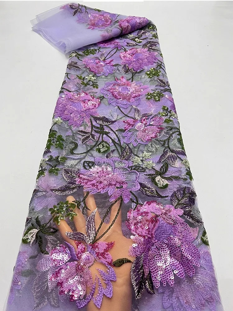 

1yard High quality gauze fabric Bead leaf sequin embroidery tela Dress cheongsam fabric for sewing