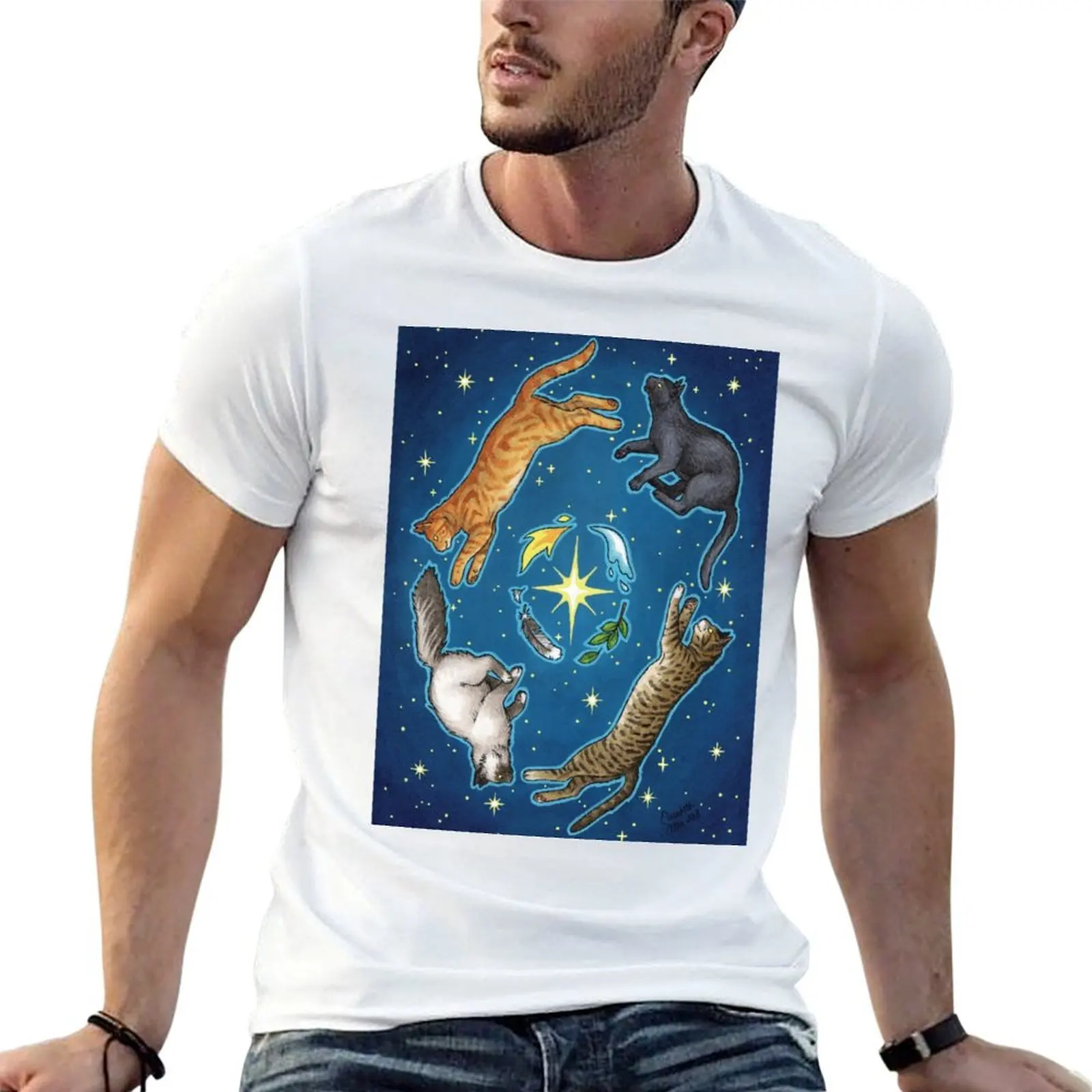 

Elemental Cats T-Shirt man t shirts cotton cotton t shirts man 100% t shirt man plain T-shirt