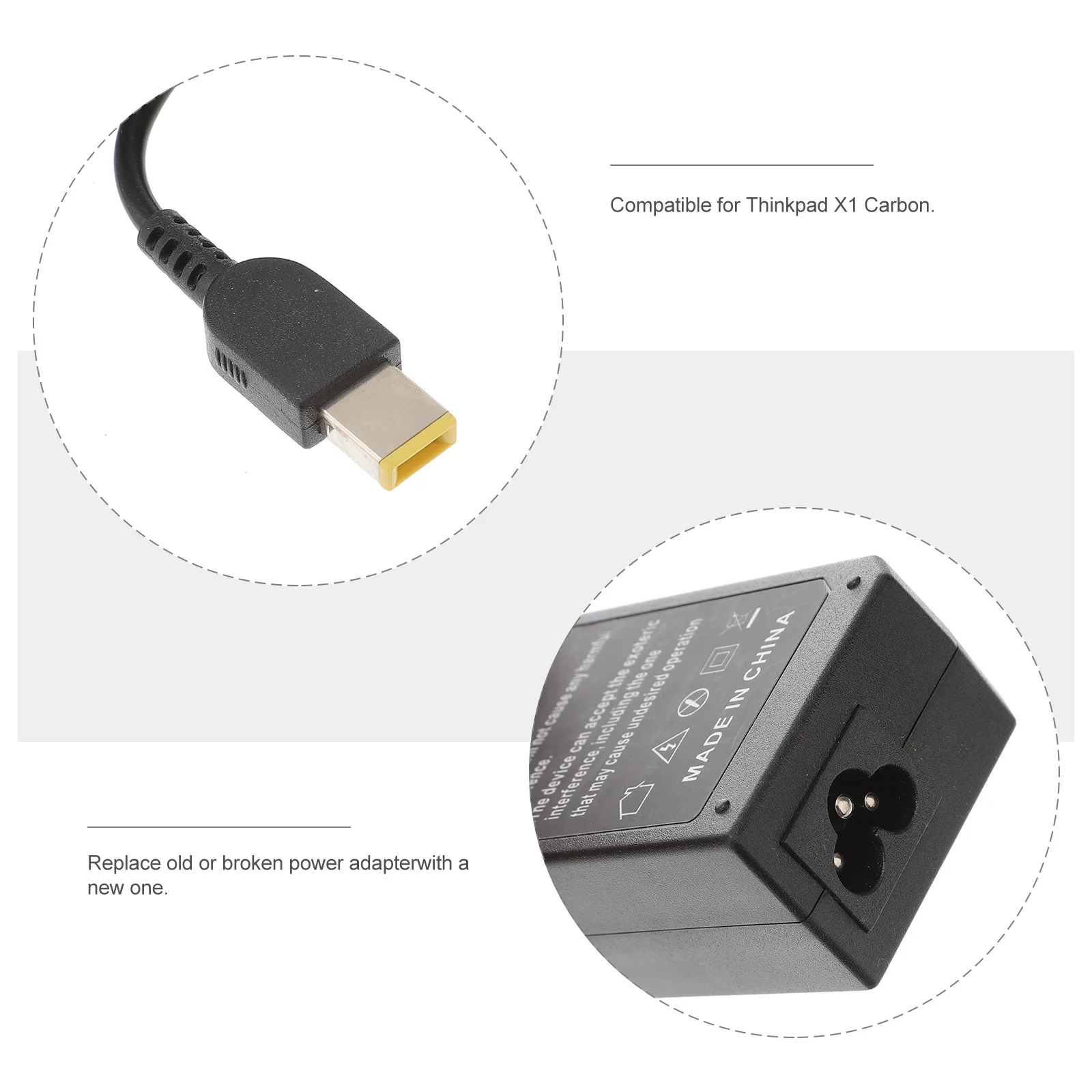 

65W 20V 3.25A Laptop Power Adapter Black Square Port For Carbon Computer Charging Supply Overcharge