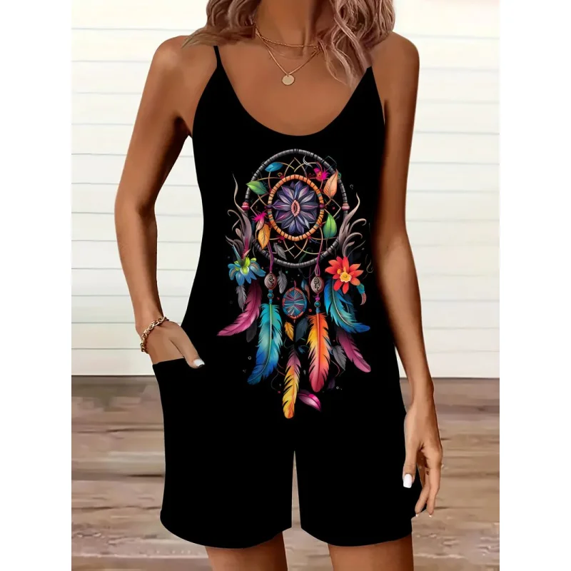 

Sexy butterfly and floral print women's suspender jumpsuit, novel suspender jumpsuit