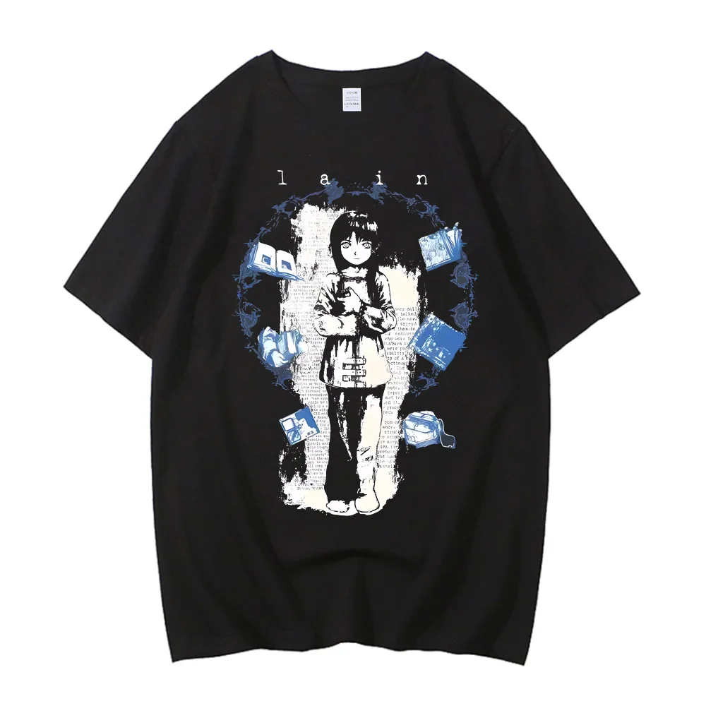 2026 Anime Serial Experiments Lain Graphic Print T Shirt Men Iwakura Manga Girl Sci Fi Short Sleeve Fashion T Shirt Women Tops
