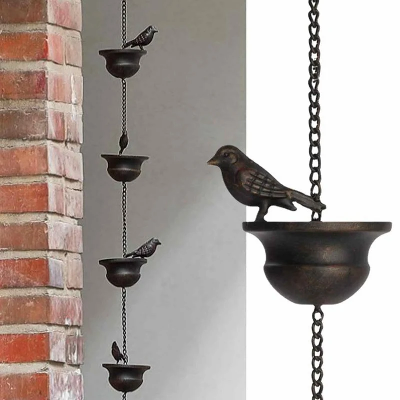 1 PCS Mobile Bird Outdoor Rain Chain Outdoor Decoration Hanging Chain Mobile Birds On Cups Rain Chain Metal