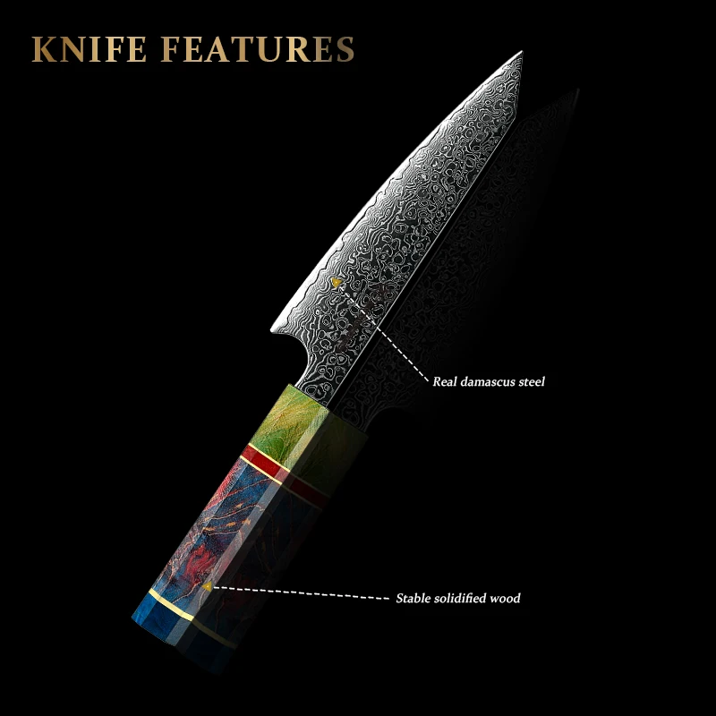 6 Inch Utility Knife Japanese Damascus Steel Kitchen Chef Knife Fruit Peeling Meat Vegetables Cooking Knives GRANDSHARP