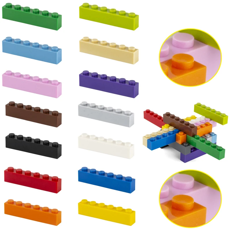 20Pcs MOC Parts 3009 Brick 1 x 6 Compatible DIY Assmble Building Blocks Particle Kid Brain Puzzle Toy Birthdays Gift