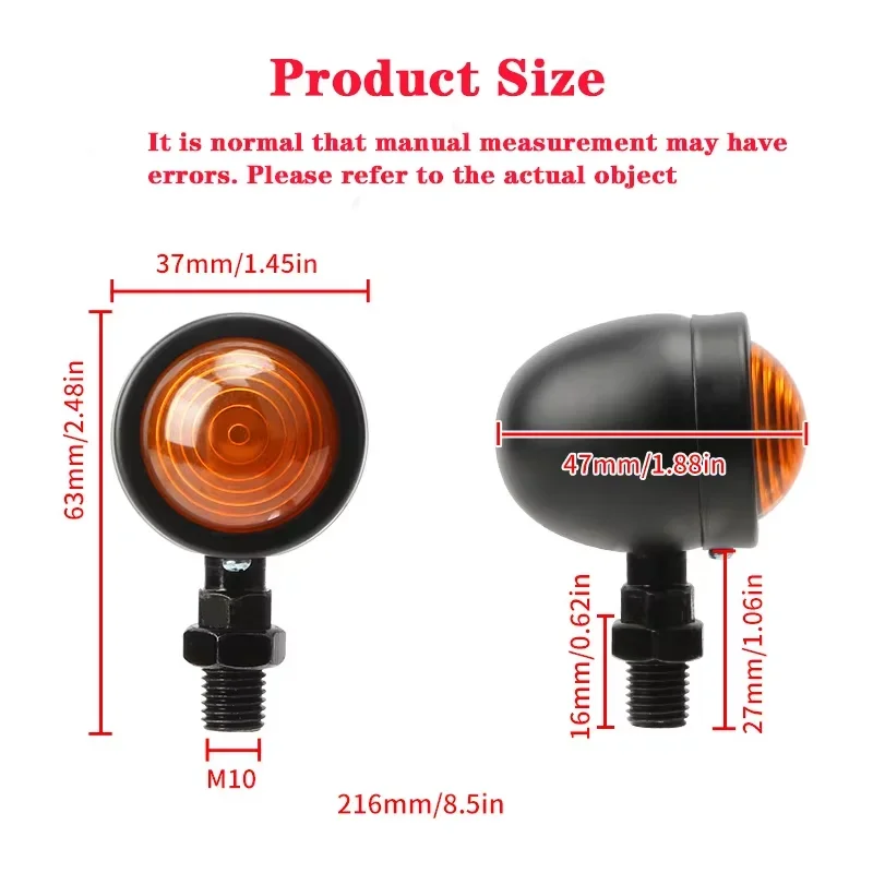 Motorcycle Turn Signals Moto Halogen Lights Universal 12V 10mm Black Chrome Turn Signals For Honda For Harley For Cafe Racer