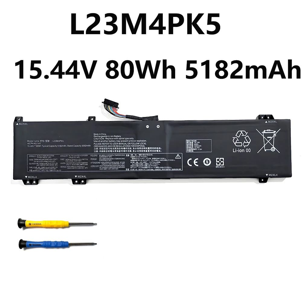

L23M4PK5 15.44V 80Wh 5182mAh Laptop Battery For Lenovo Legion 5 16IRX9 Y7000P R7000P 2024 Series L23B4PK5 L23C4PK5 L23D4PK5