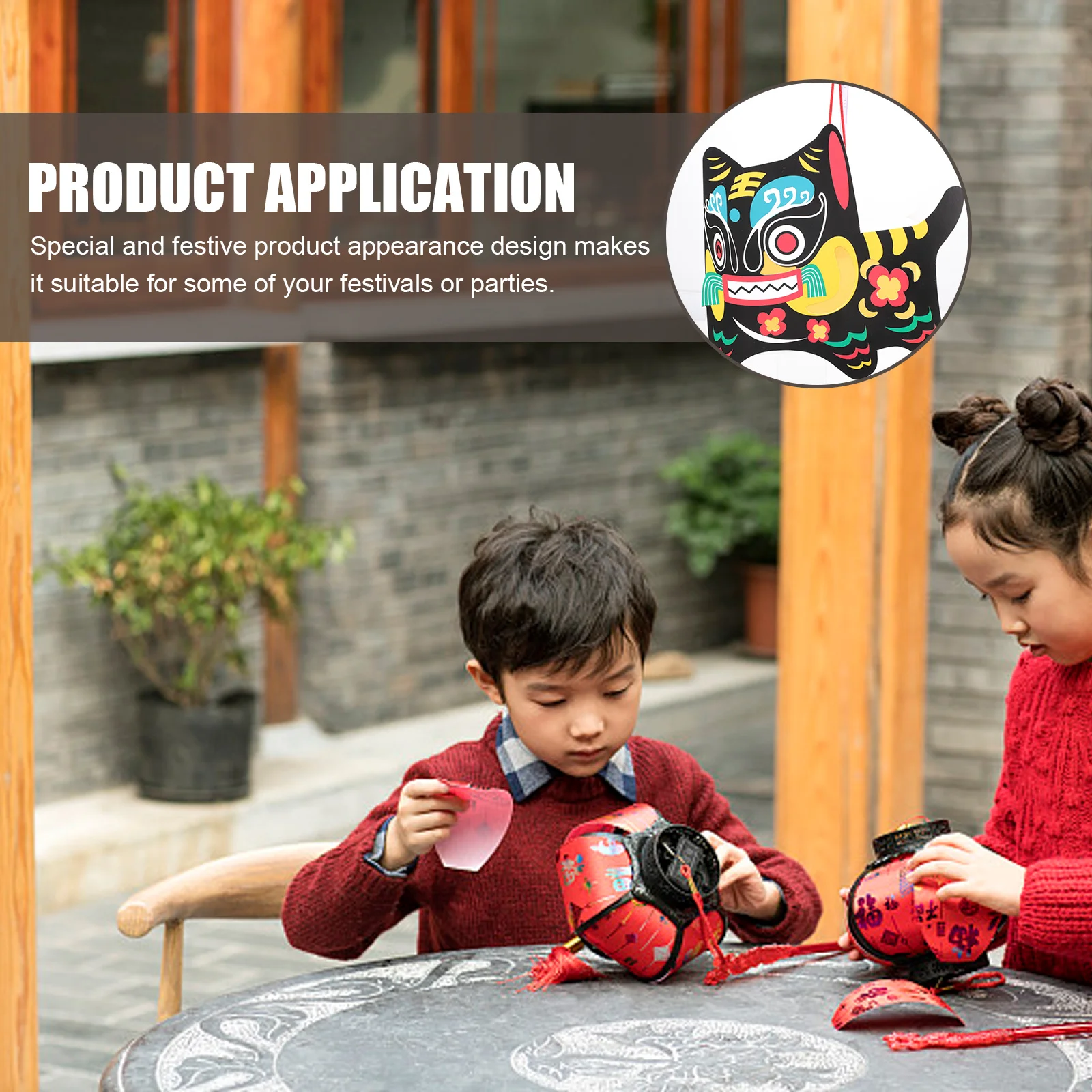 

3Sets DIY Paper Projection Lantern Tiger Shape Cartoon Double Sides Making Material Portable Zodiac Year New Year Decorations