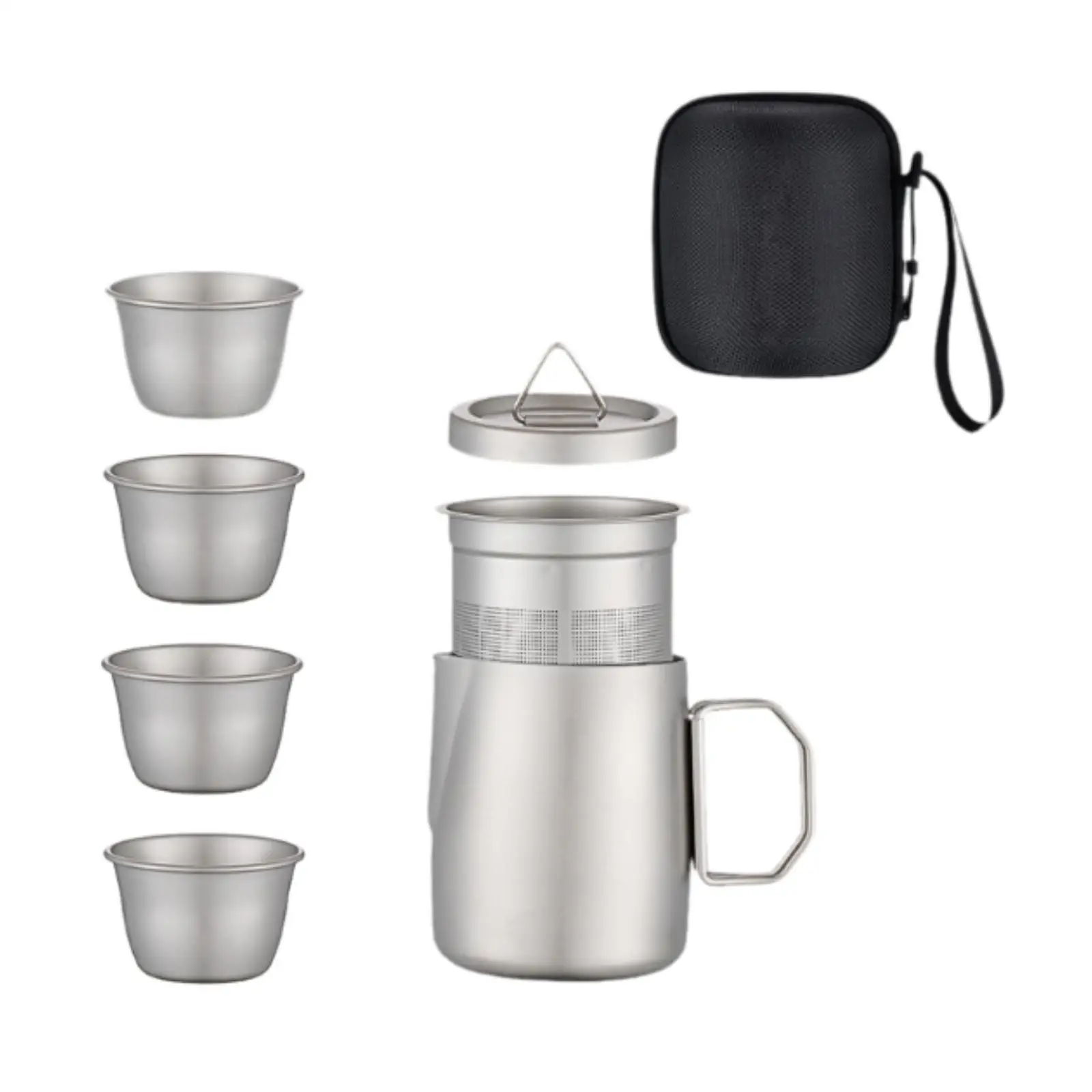 Titanium Tea Set Kung Fu Tea Pot Lightweight Chinese with Tea Cups Travel Teapot for Backpacking Home Office Camping Picnic