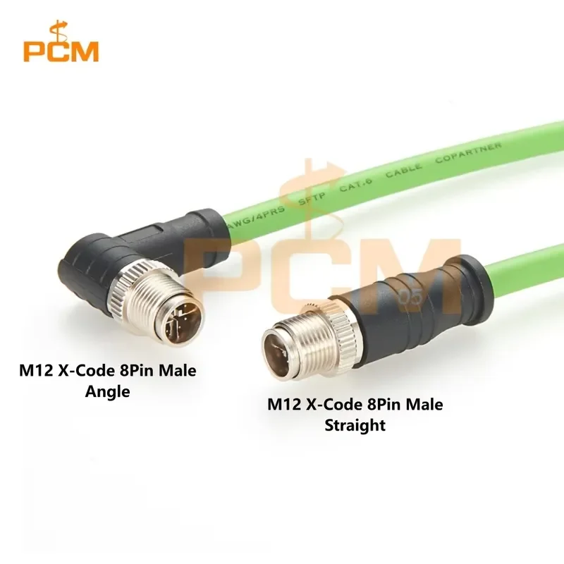 Drag Chain M12 X Code Male to Male Right Angle ProfiNET EtherCAT Cable Shielded 8 Pin Connector 10Gbps Torsion Rated